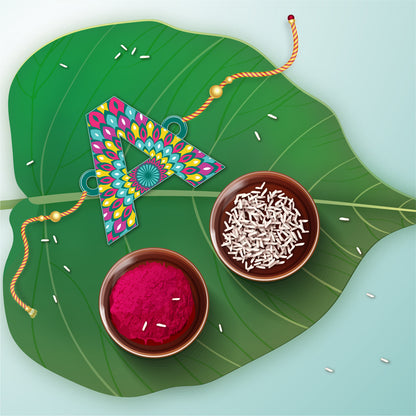 Alphabet A Wooden Rakhi