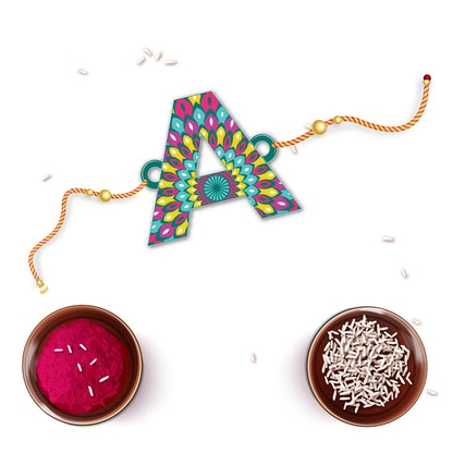 Alphabet A Wooden Rakhi