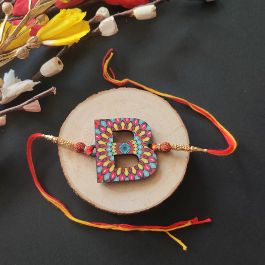 Alphabet B Wooden Rakhi