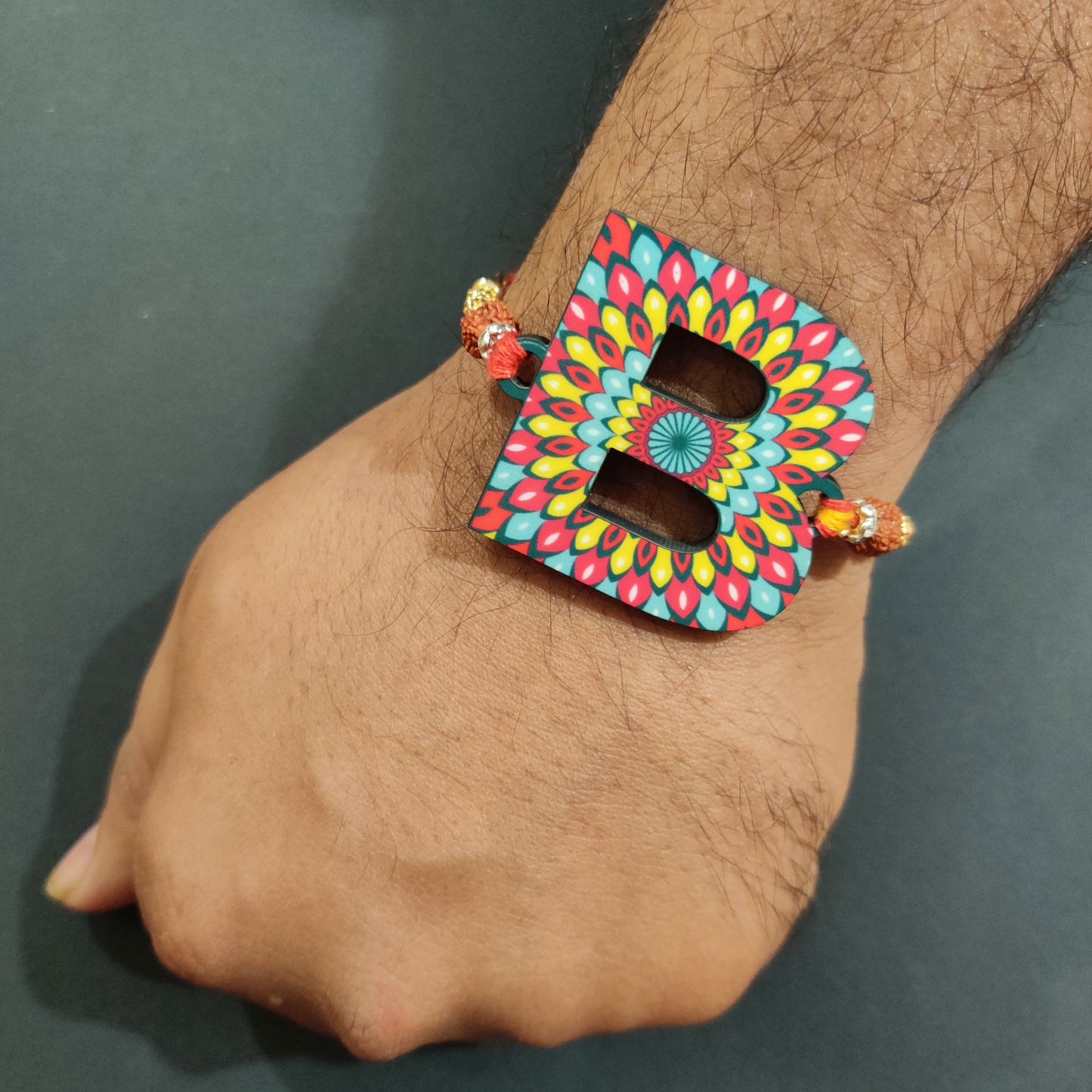 Alphabet B Wooden Rakhi