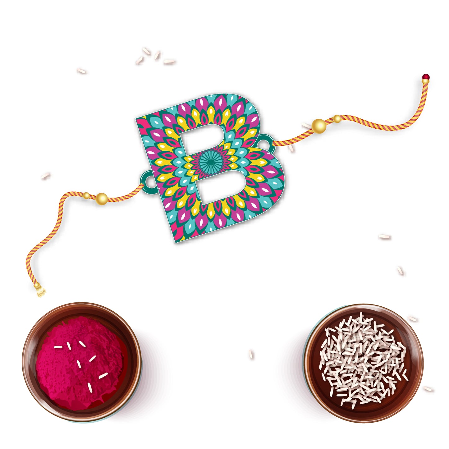 Alphabet B Wooden Rakhi