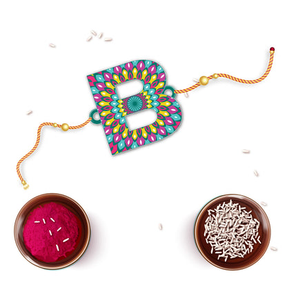 Alphabet B Wooden Rakhi