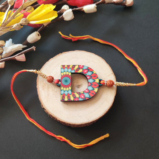 Alphabet D Wooden Rakhi