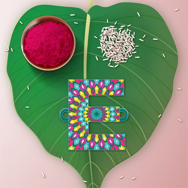 Alphabet E Wooden Rakhi