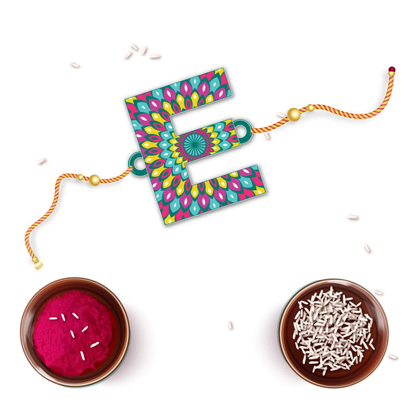 Alphabet E Wooden Rakhi