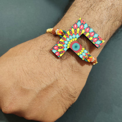 Alphabet F Wooden Rakhi