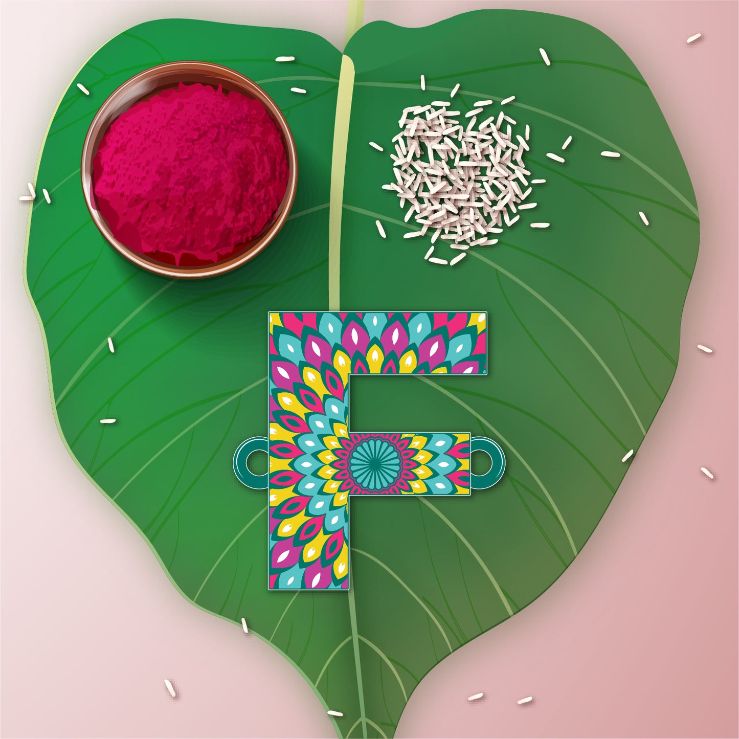 Alphabet F Wooden Rakhi