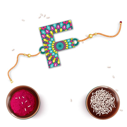 Alphabet F Wooden Rakhi