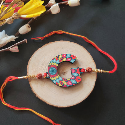 Alphabet G Wooden Rakhi