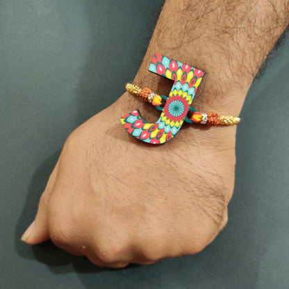 Alphabet J Wooden Rakhi
