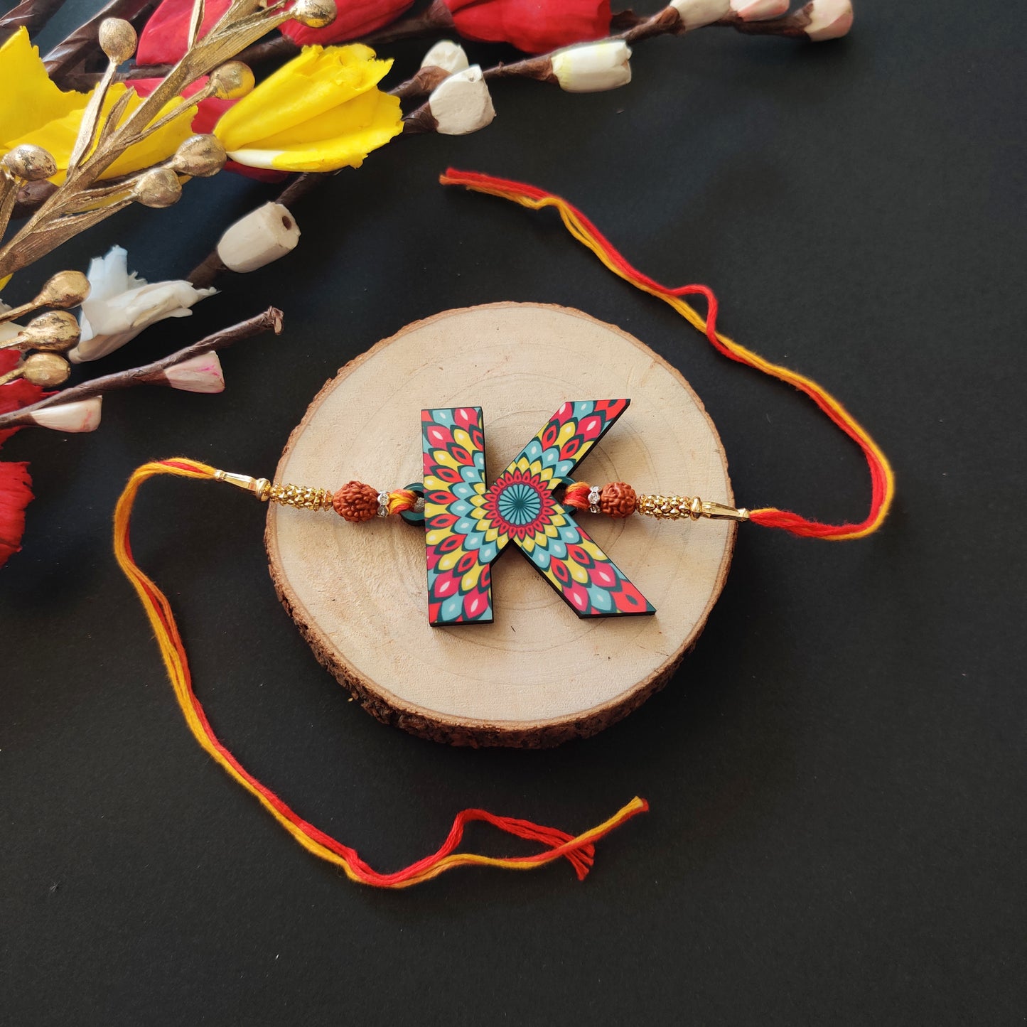 Alphabet K Wooden Rakhi