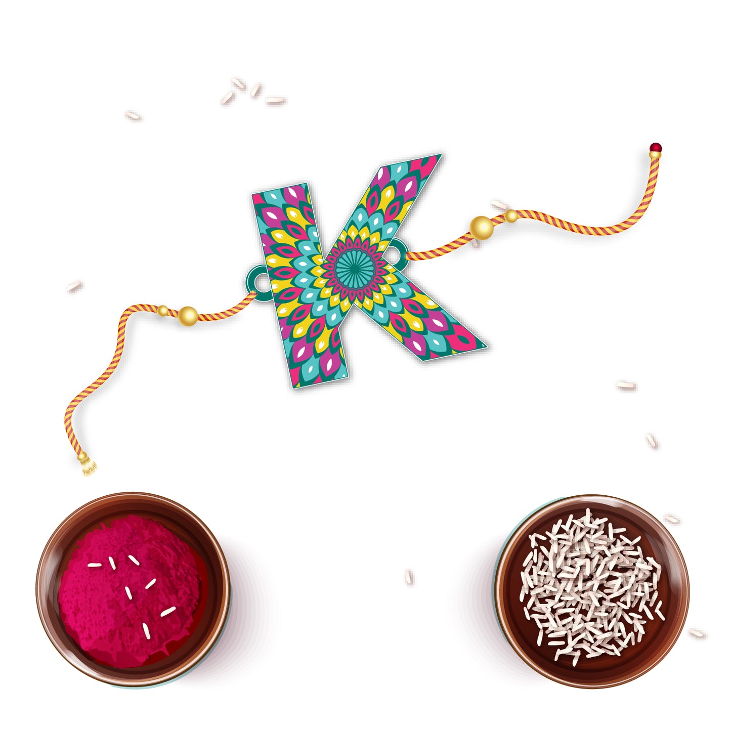 Alphabet K Wooden Rakhi