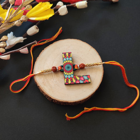 Alphabet L Wooden Rakhi