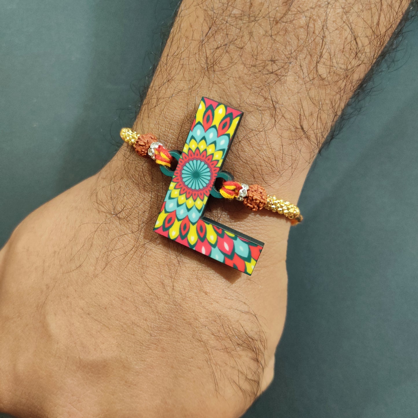 Alphabet L Wooden Rakhi