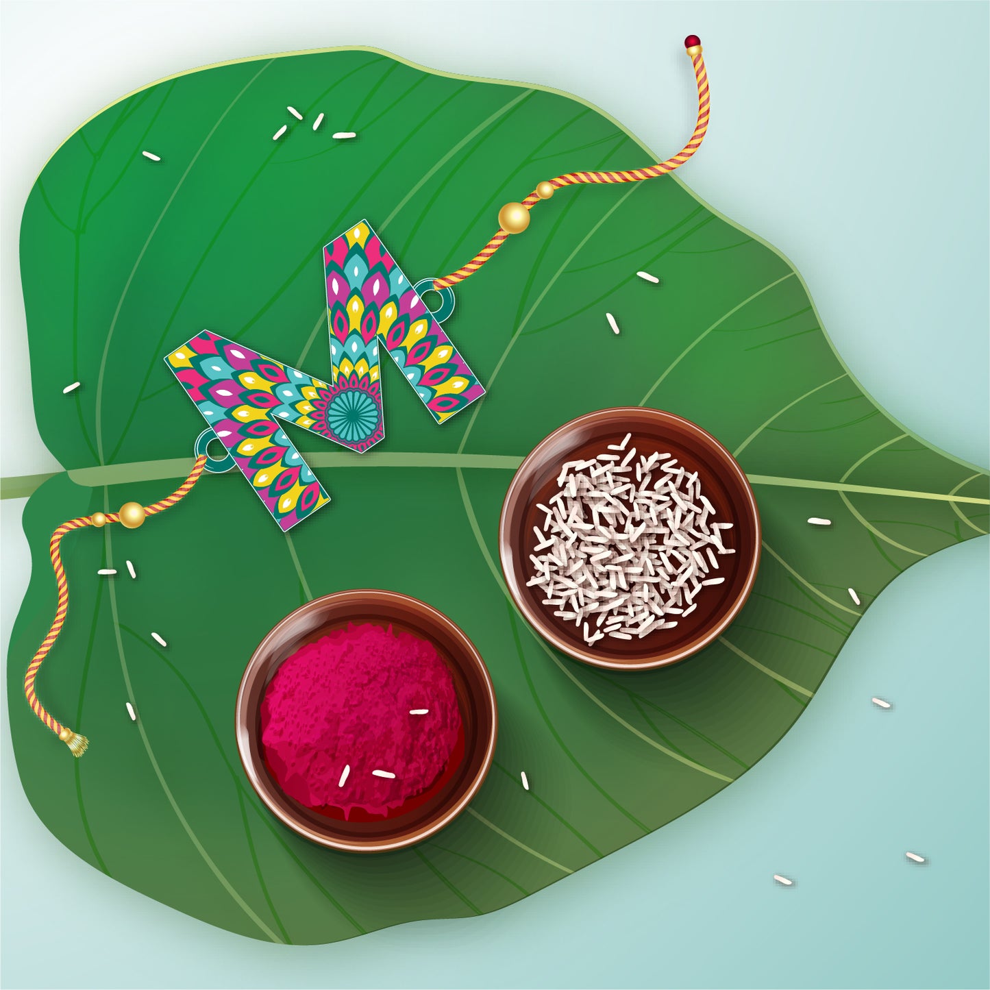 Alphabet M Wooden Rakhi