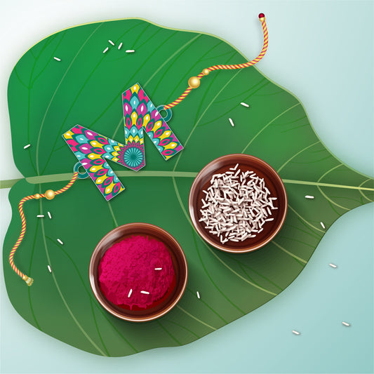 Alphabet M Wooden Rakhi