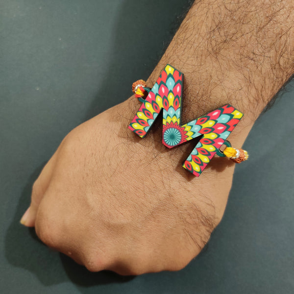 Alphabet M Wooden Rakhi