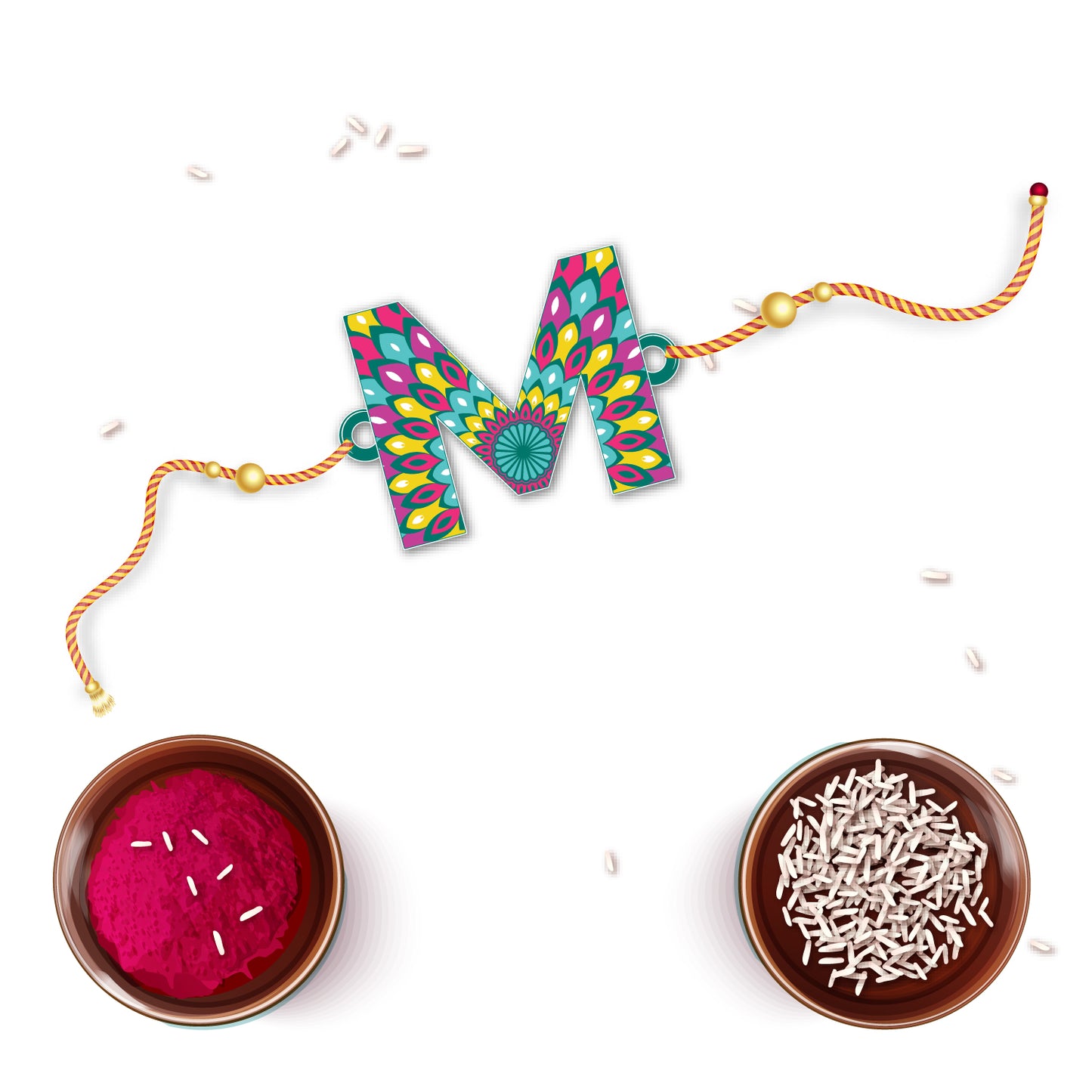 Alphabet M Wooden Rakhi