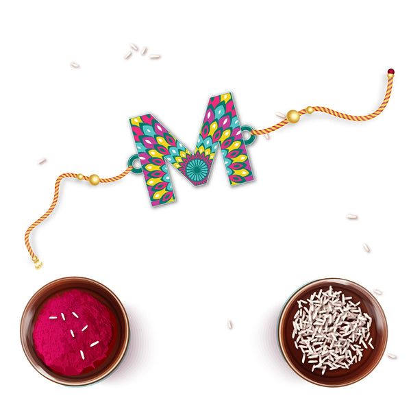 Alphabet M Wooden Rakhi