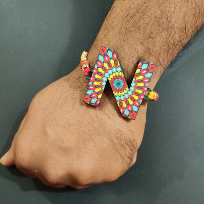 Alphabet N Wooden Rakhi