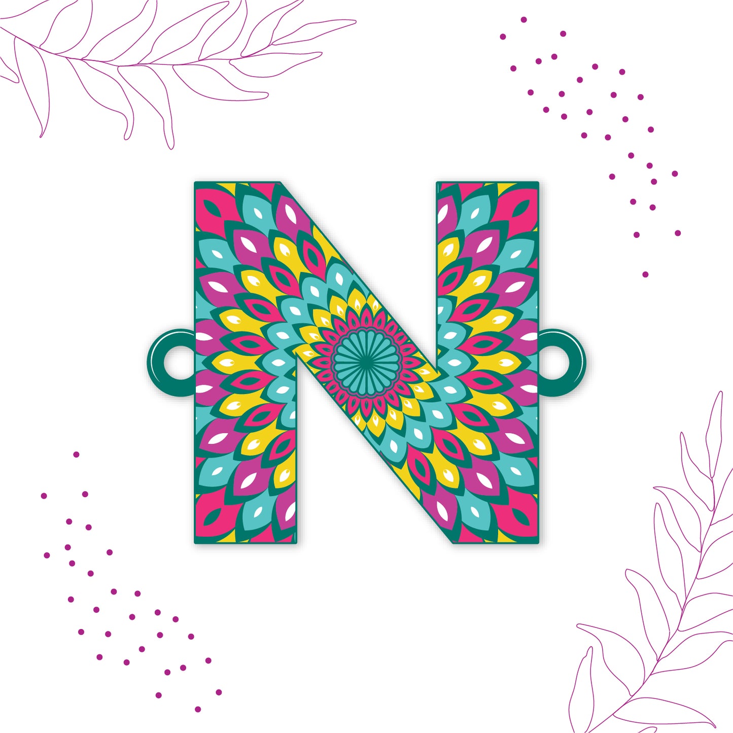 Alphabet N Wooden Rakhi