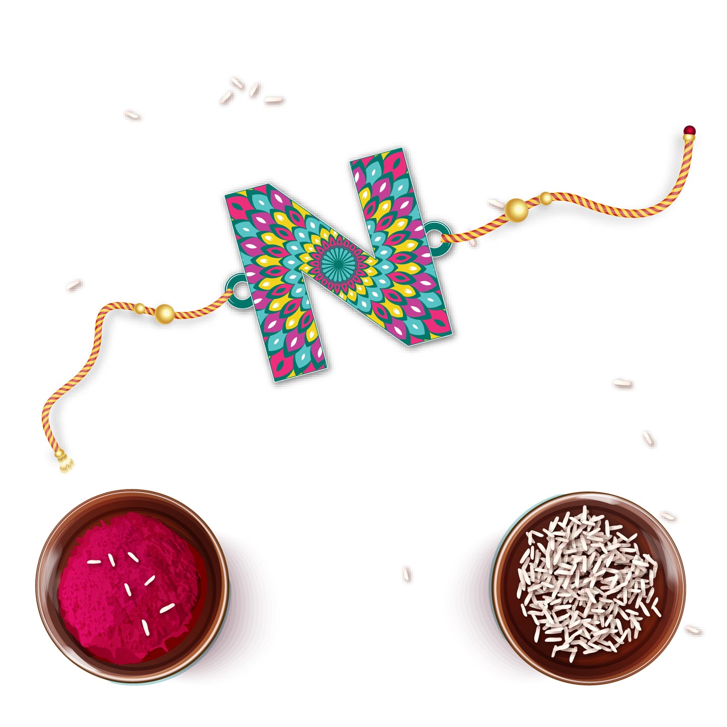 Alphabet N Wooden Rakhi