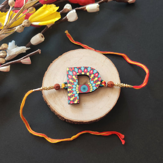 Alphabet P Wooden Rakhi