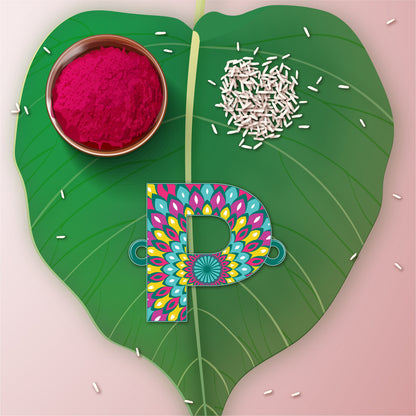 Alphabet P Wooden Rakhi