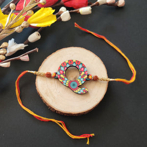 Alphabet Q Wooden Rakhi