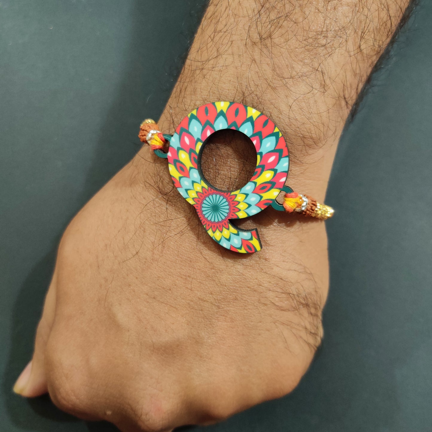 Alphabet Q Wooden Rakhi