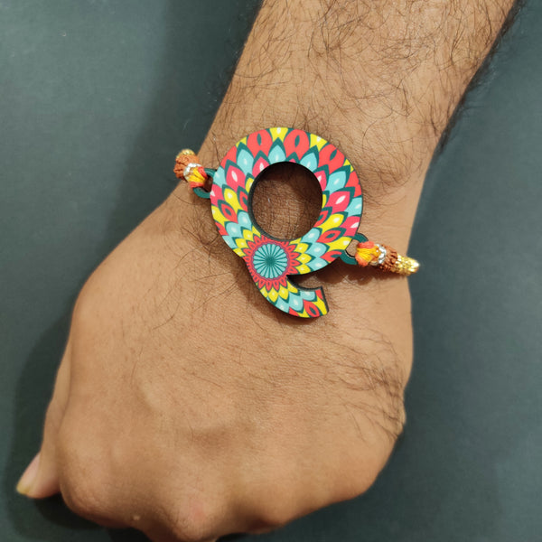 Alphabet Q Wooden Rakhi