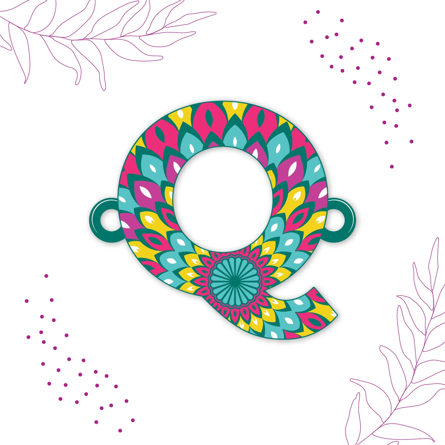 Alphabet Q Wooden Rakhi