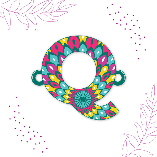Alphabet Q Wooden Rakhi