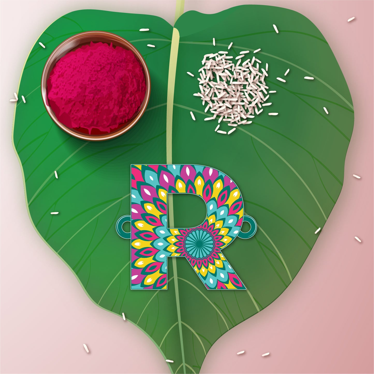 Alphabet R Wooden Rakhi