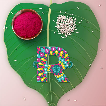 Alphabet R Wooden Rakhi