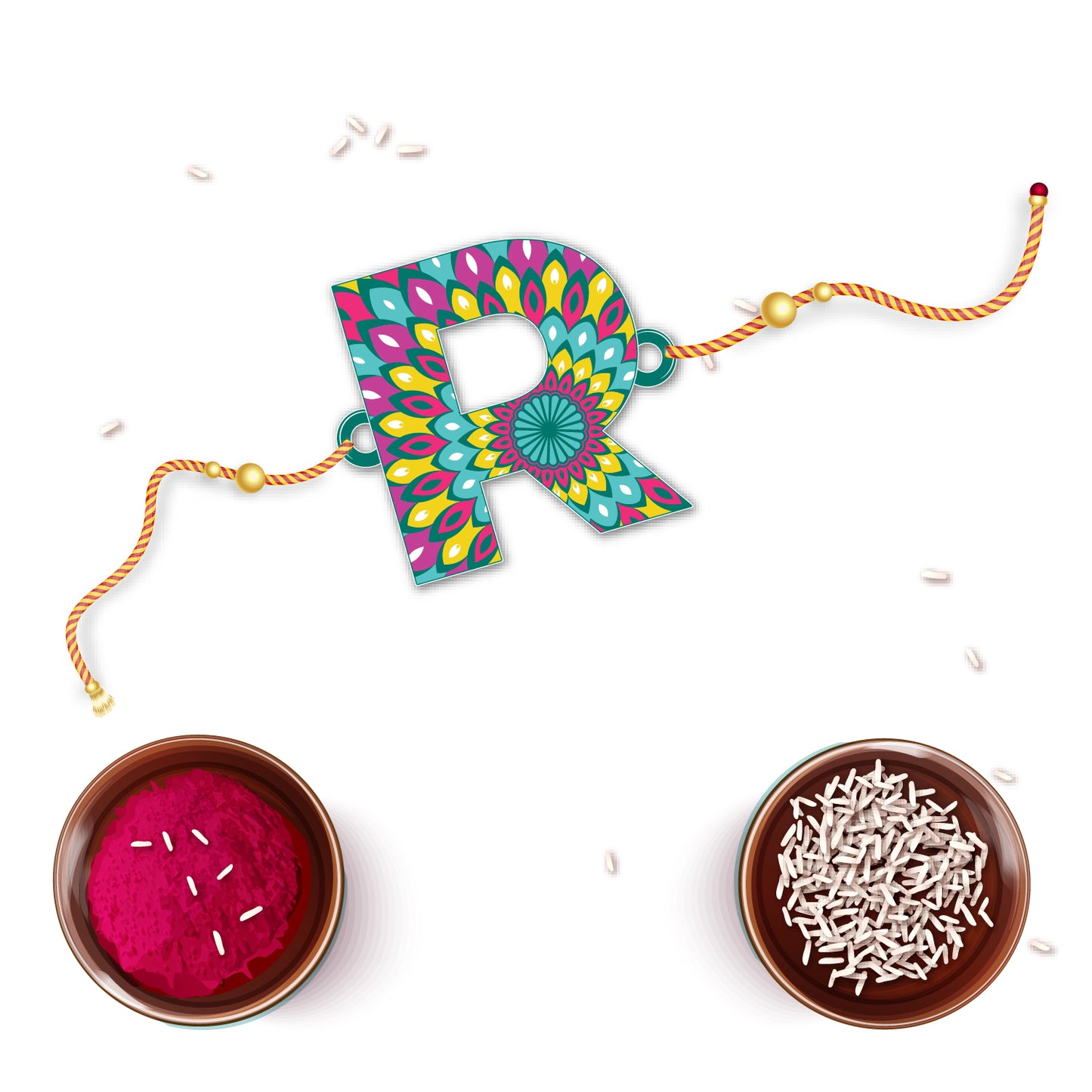Alphabet R Wooden Rakhi