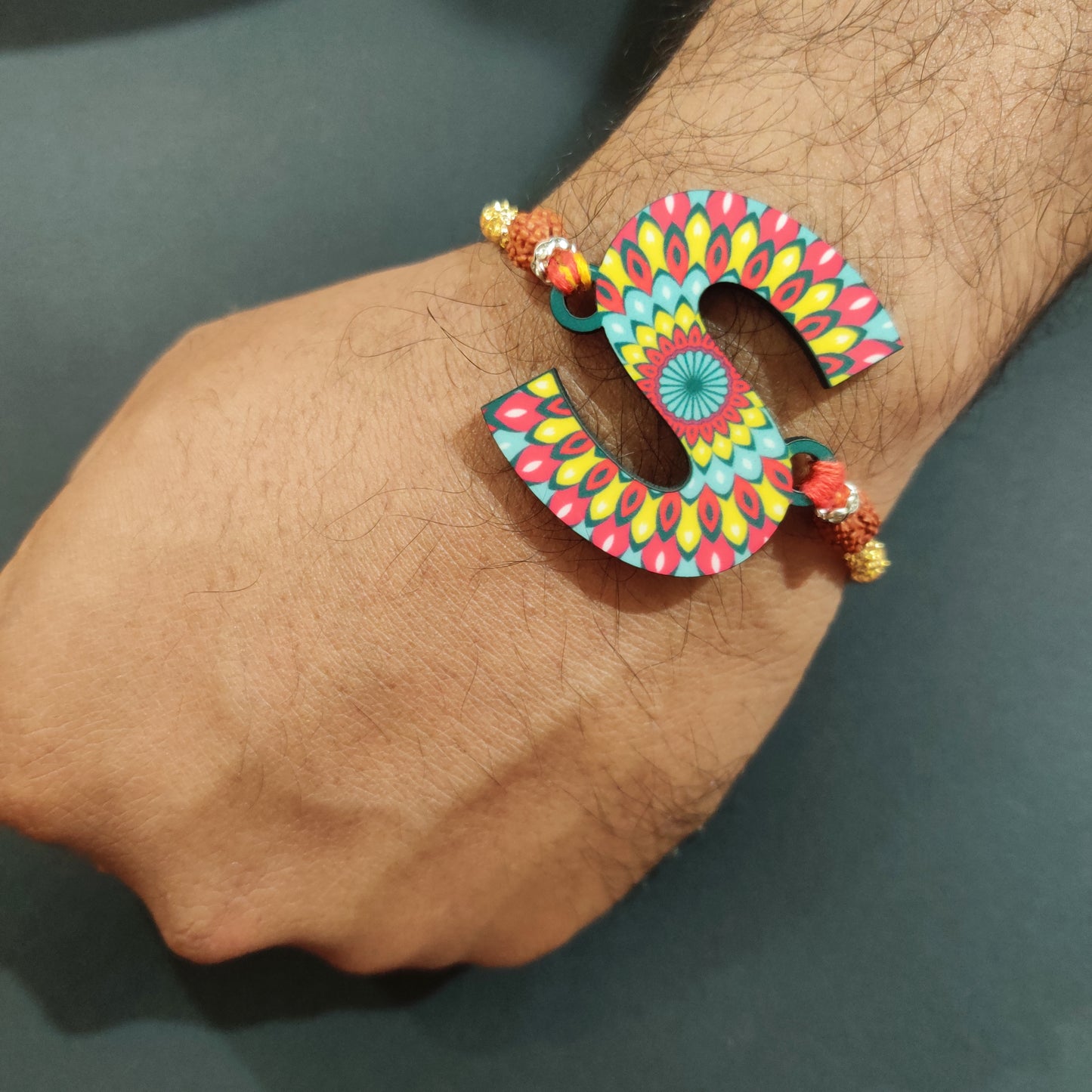 Alphabet S Wooden Rakhi