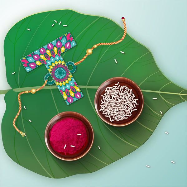 Alphabet T Wooden Rakhi