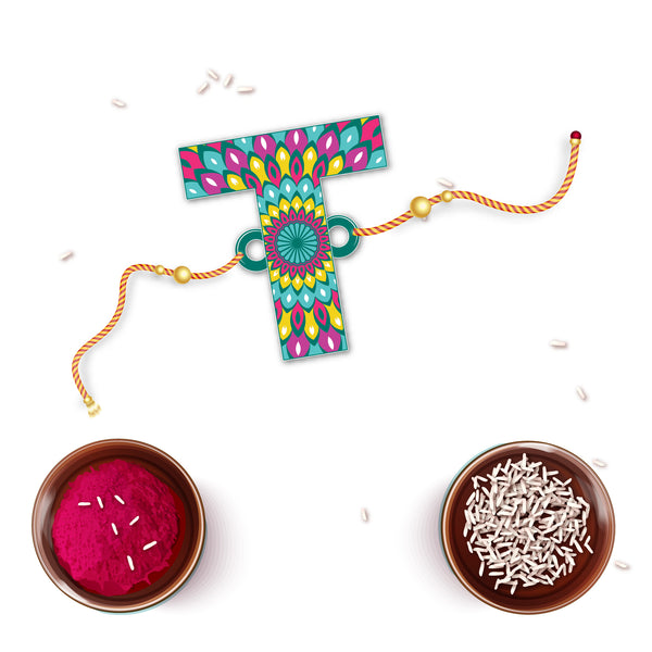 Alphabet T Wooden Rakhi