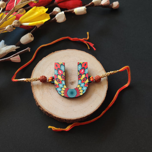 Alphabet U Wooden Rakhi