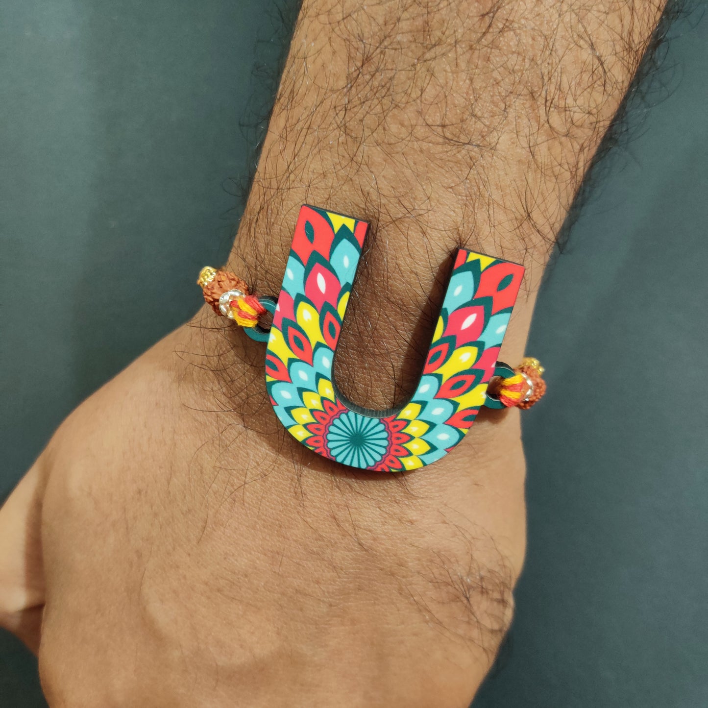 Alphabet U Wooden Rakhi