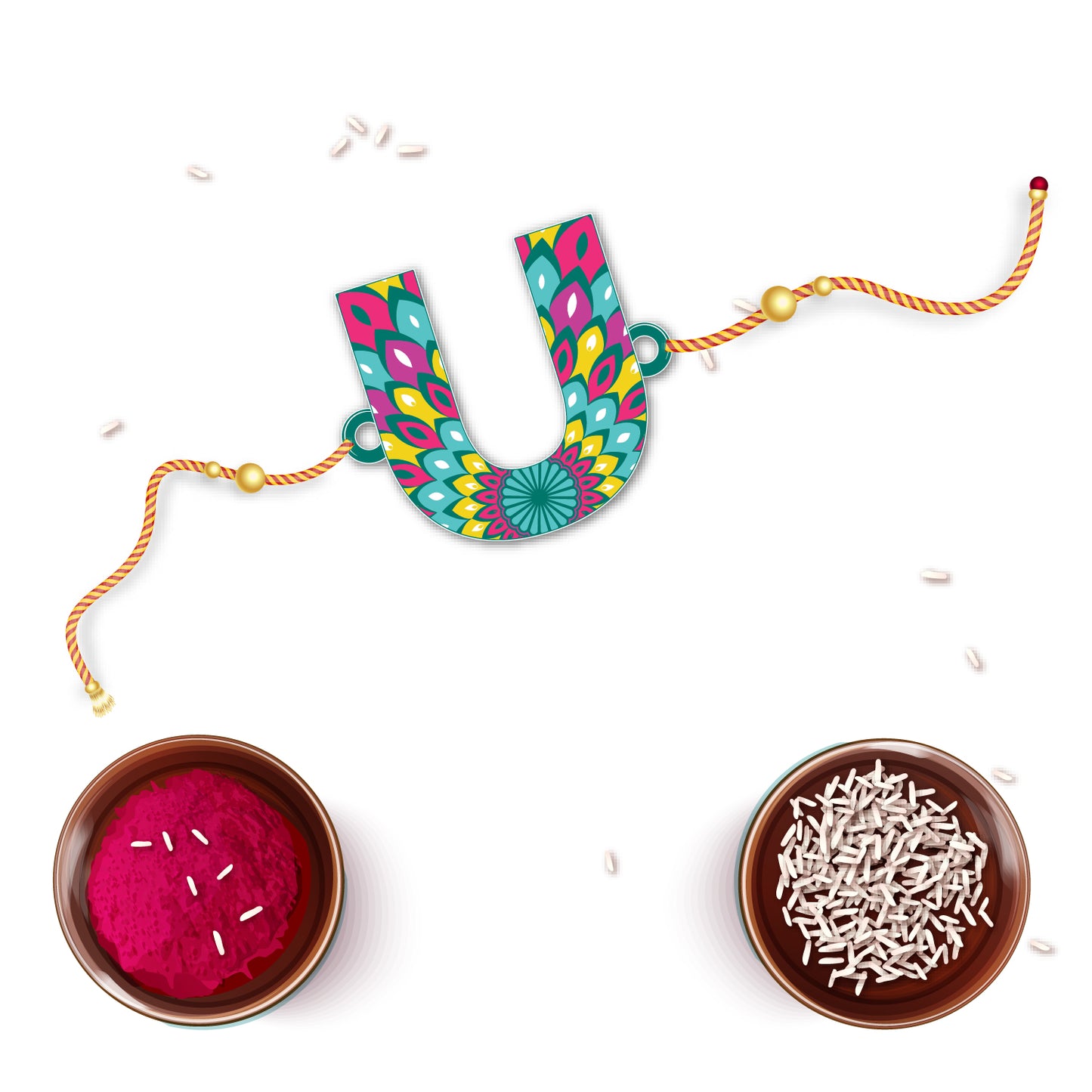 Alphabet U Wooden Rakhi