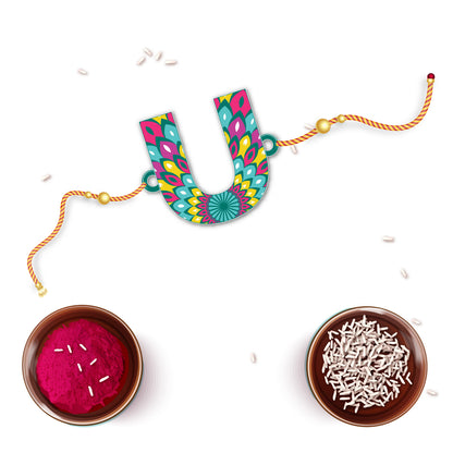 Alphabet U Wooden Rakhi