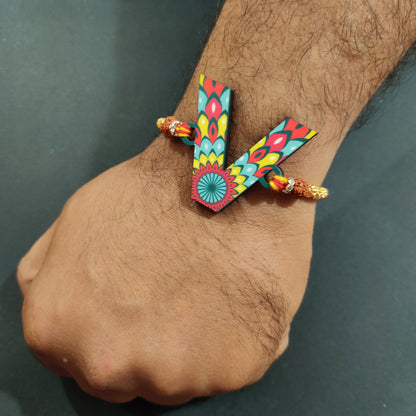Alphabet V Wooden Rakhi