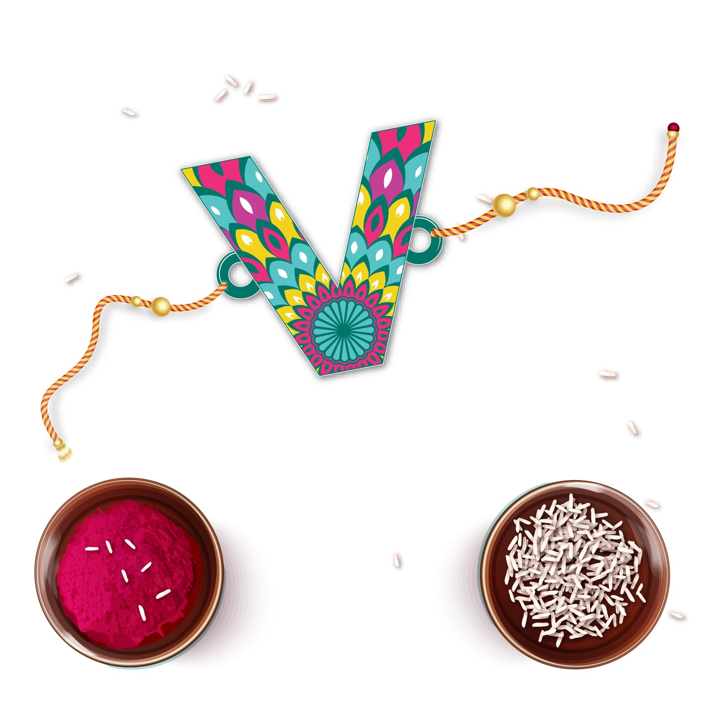 Alphabet V Wooden Rakhi
