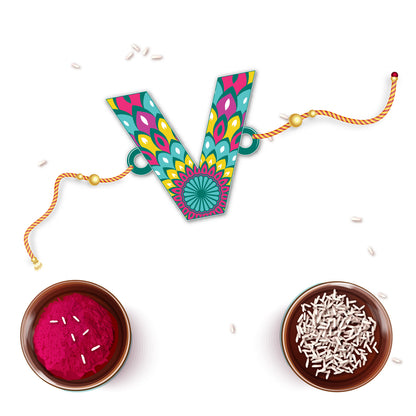 Alphabet V Wooden Rakhi