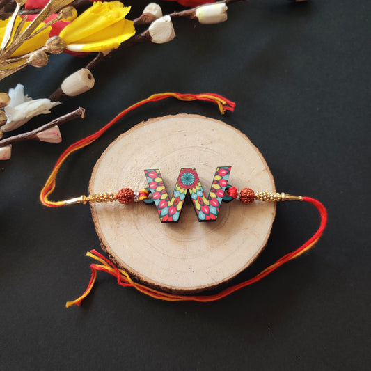 Alphabet W Wooden Rakhi