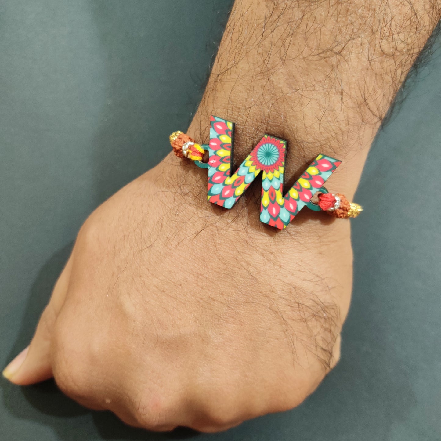 Alphabet W Wooden Rakhi