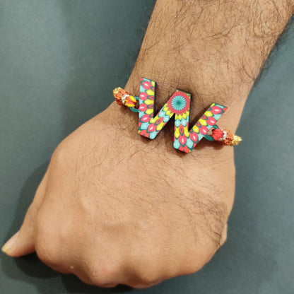 Alphabet W Wooden Rakhi
