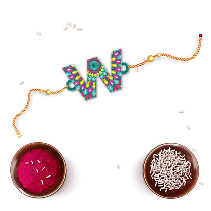Alphabet W Wooden Rakhi